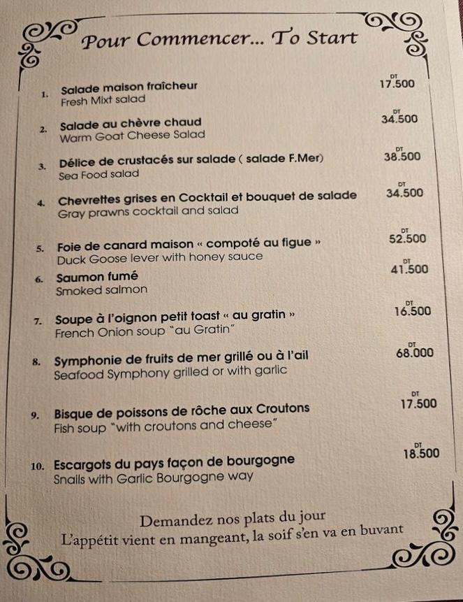 Menu Restaurant L'escargot-1